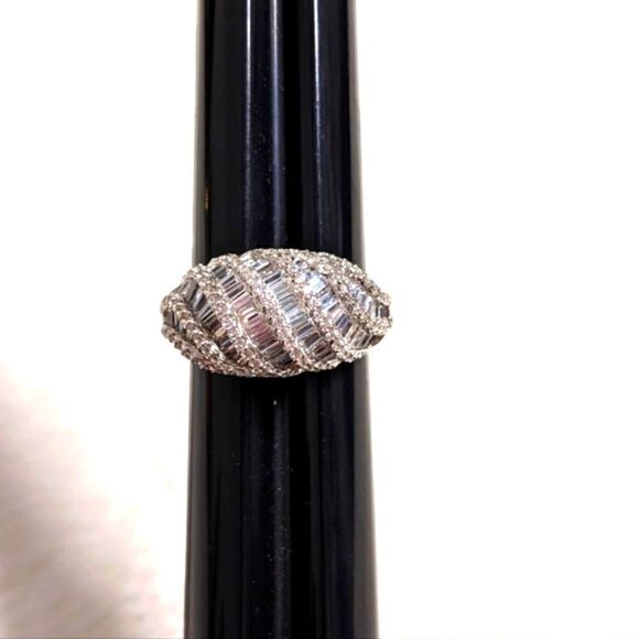 NWOT Sterling Silver and Cubic Zirconia Domed Cocktail Ring - Picture 12 of 14